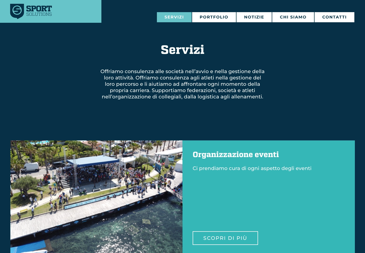 sport solutions website responsive desktop - services page - gennaro cestrone