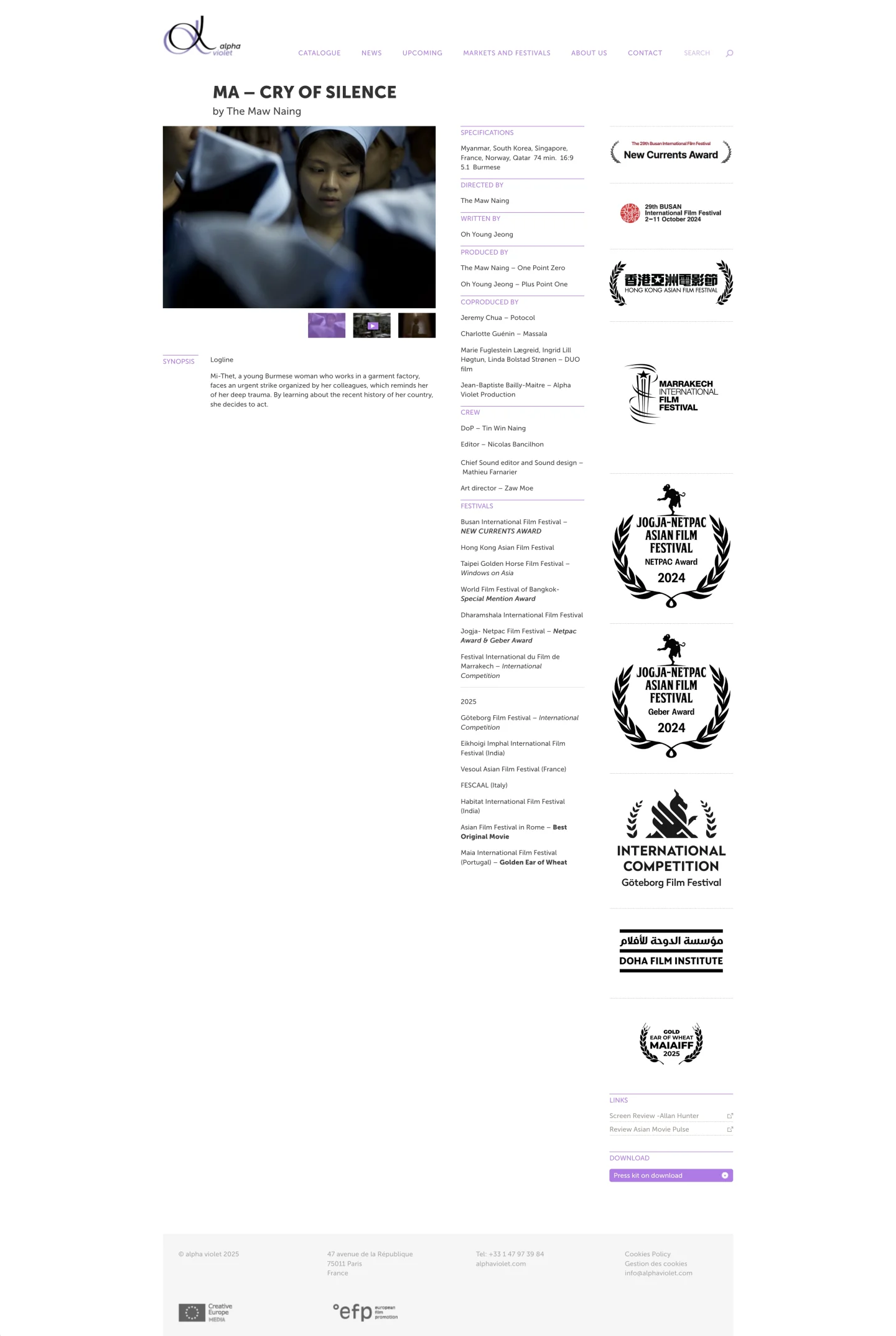 Alpha Violet Gennaro Cestrone film page old layout